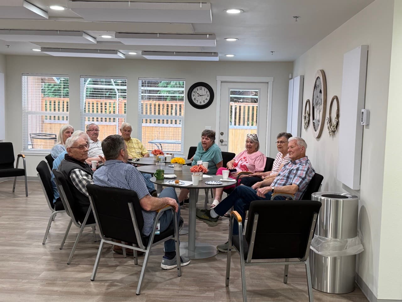 Residents enjoying coffee together